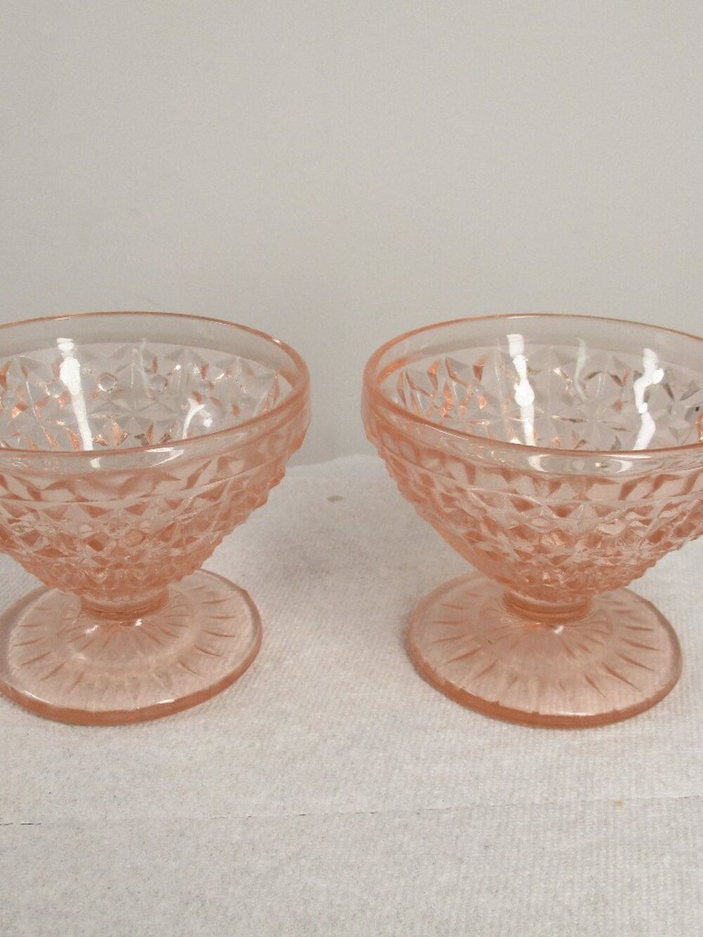 2  Light Pink Depression Era Glass Ice Cream/ Desert  Bowls.